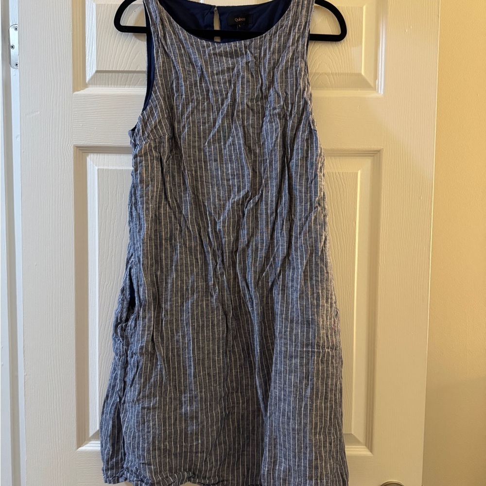 Quince Linen Navy Blue Dress